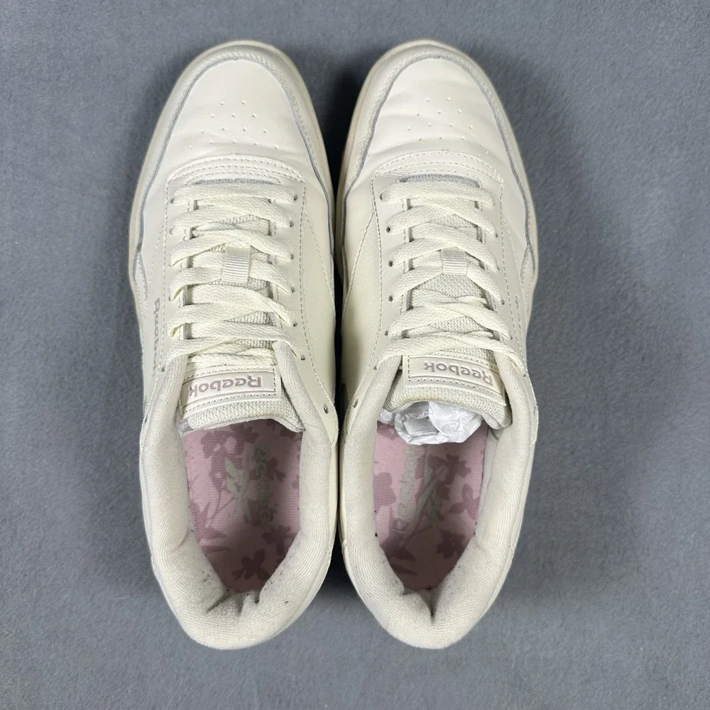 Reebok Court Advance Women's Size 9 Cream Purple Leather Sneakers Casual Shoes